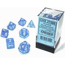 CHESSEX: Borealis: Polyhedral Sky Blue/white 7-Die Set