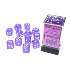 Borealis: 16mm d6 Purple/white Luminary Dice Block (12 dice)