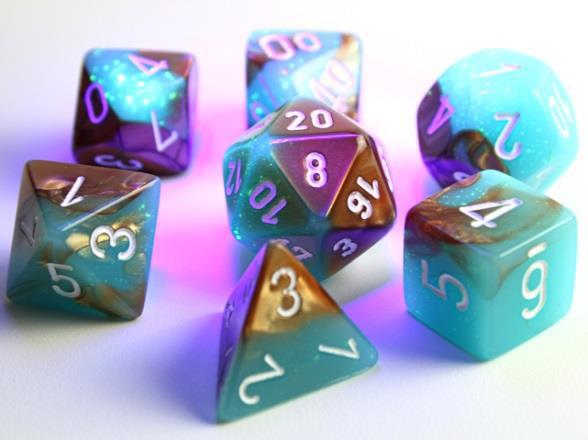 Lab Dice 3 Gemini: Poly Luminary Copper/Turquoise/White