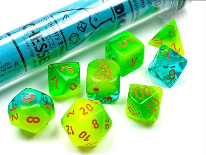 Lab Dice 5 Gemini: Poly Plasma Green-Teal/orange Luminary (7)